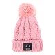 Women Wool Crochet Knitting Hat Plush Lining Ball Winter Warm Braided Ski Beanie Cap