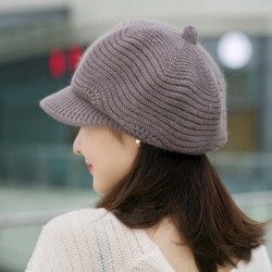 Women Wool Knitted Warm Octagonal Cap Solid Flexible Casual Hats