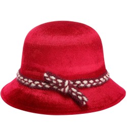 Women Wool Middle-Aged Lady Gold Velvet Hat Fashion Outdoor Warm Basin Cap