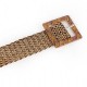 Women Woven Openwork Wide Belt With Ethnic Round Buckle Waist Belt