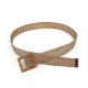 Women Woven Openwork Wide Belt With Ethnic Round Buckle Waist Belt