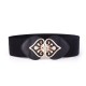 Women Woven PU Leather Buckle Elastic Waistband Stretch Wide Waist Belt