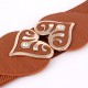 Women Woven PU Leather Buckle Elastic Waistband Stretch Wide Waist Belt