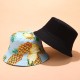 Women & Men Fruit Print And Black Two-Sided Bucket Hat