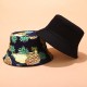 Women & Men Fruit Print And Black Two-Sided Bucket Hat