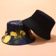 Women & Men Fruit Print And Black Two-Sided Bucket Hat