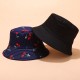 Women & Men Fruit Print And Black Two-Sided Bucket Hat