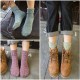 Women 's Plain Breathable Deodorization Knit Wool Cozy Crew Socks Combed Cotton Sock