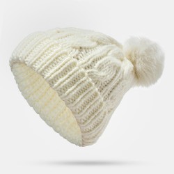 Women's Beanie All Match Warm Knitted Pompons Hat