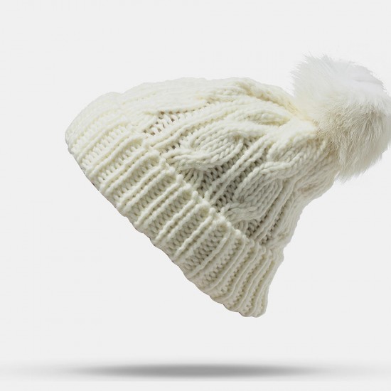 Women's Beanie All Match Warm Knitted Pompons Hat