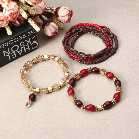 Women's Bohemian Bracelet Colorful Multilayer Beads Charming Bracelet