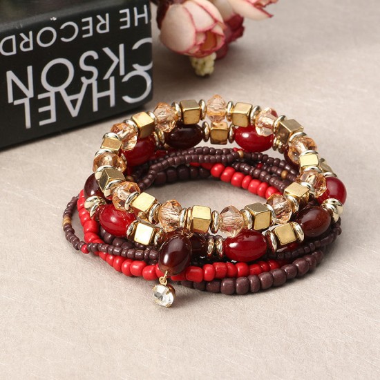 Women's Bohemian Bracelet Colorful Multilayer Beads Charming Bracelet