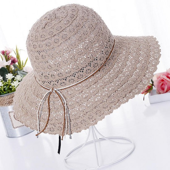 Women's Breathable Mesh Bucket Hat Casual Sunshade Straw Hats