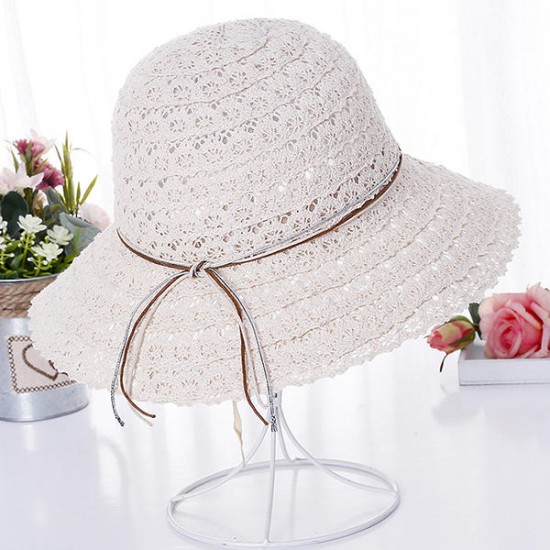 Women's Breathable Mesh Bucket Hat Casual Sunshade Straw Hats