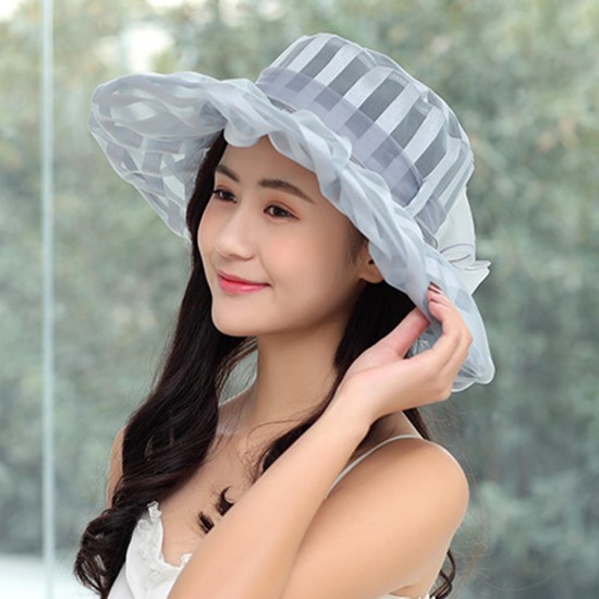 Womens Breathable Wide Brim Bucket Hat UV Protection Vacation Beach Visor Sun Cap