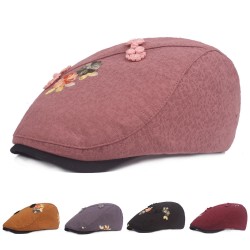 Women's Cotton Embroidered Beret Caps Cool Outdoor Visor Newsboy Hunting Hat
