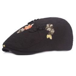 Women's Cotton Embroidered Beret Caps Cool Outdoor Visor Newsboy Hunting Hat