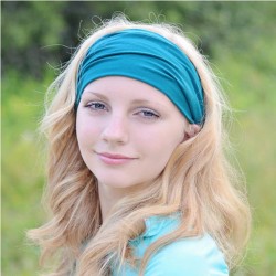 Womens Cotton Good Elastic Wicking Yoga Headband Wide-Brimmed Headwear for Running Cycling