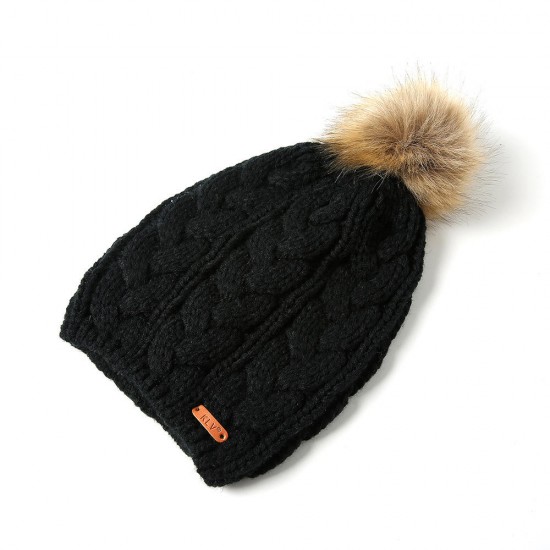Womens Cotton Thicken Ski Knit Hat Outdoor Winter Earmuffs Headgear Bonnet Beanie