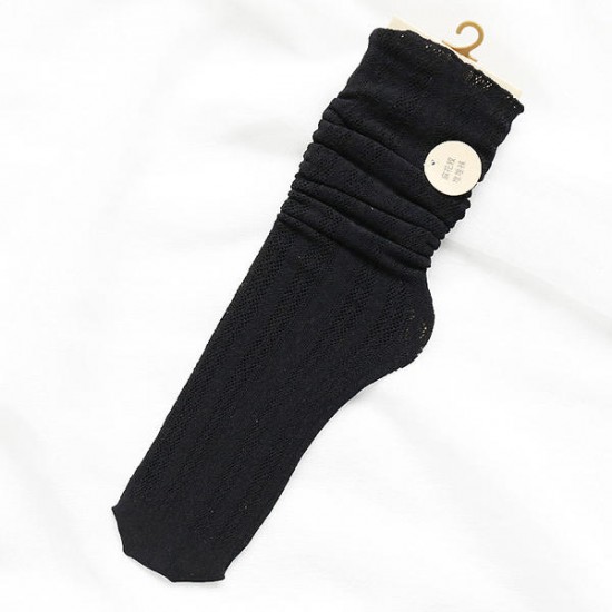 Womens Cute Hollow Out Tube Socks Summer Cotton Breathable Crew Socks