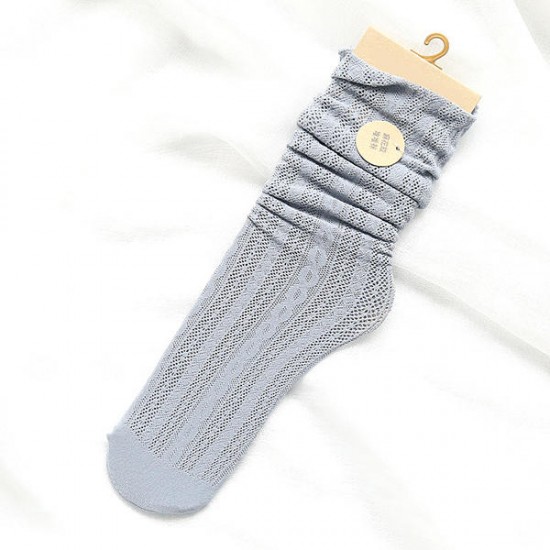 Womens Cute Hollow Out Tube Socks Summer Cotton Breathable Crew Socks