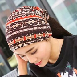 Womens Ethnic Cotton Double Layers Brimless Cap Outdoor Classic Earmuffs Beanie Hats
