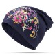 Womens Ethnic Embroidery Slouch Beanie Thin Cotton National Hat Printting Multi-function Turban Cap