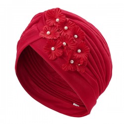 Womens Flower Slouch Skull Caps Stretchable Earmuffs Bonnet Hat with Paillette Turban