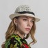 Womens Hollow Out Wide Brim Flat Bucket Cap Vacation Sun Protection Beach Jazz Hat Acrylic