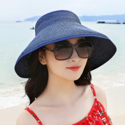 Womens Lady Foldable Bowknot Empty Top Wide Brim Beach Sun Straw Hat Outdoor Gardening Summer Cap