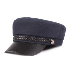Women's Leather Jacket Navy Cap Flat Hats Retro Military Cap