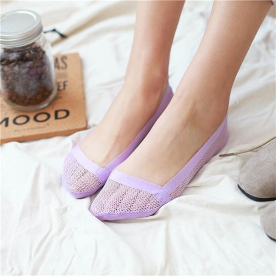 Women's Nylon Hollow Breathable Invisible Boat Socks Casual Comfortable Low Cut Socks