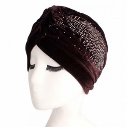 Womens Pleuche Skullies Beanies Thin Bonnet Cap Autumn Casual Diamond Beanies Hat Turban