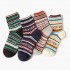Womens Stripe Patchwork Breathable Deodorization Knit Wool Cozy Crew Socks Combed Cotton Sock