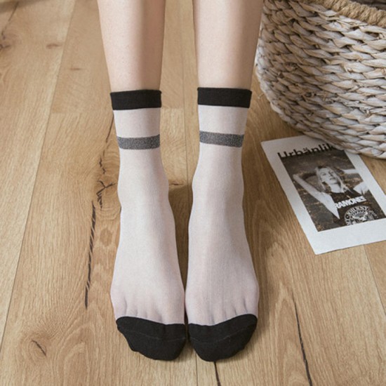 Women's Ultra-thin Glass Silk Transparent Ankle Socks Breathable Elastic Summer Sock