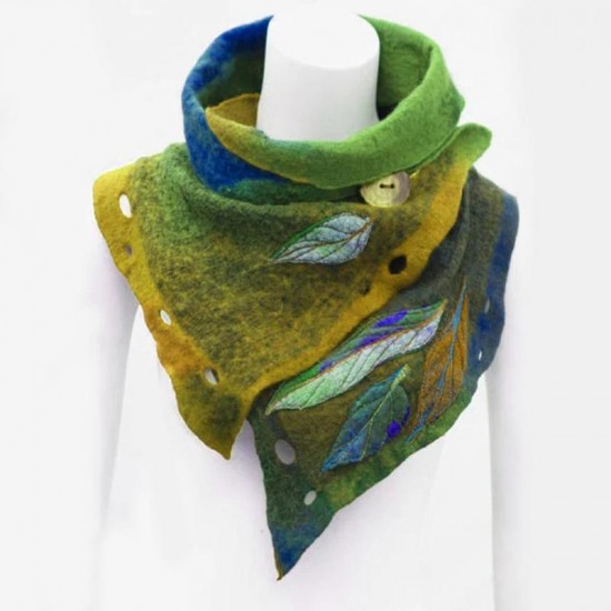 Women's Vintage Color-Block Leaf Boas & Scarf