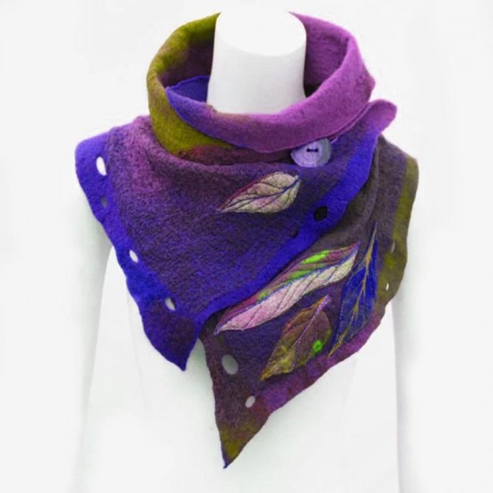 Women's Vintage Color-Block Leaf Boas & Scarf