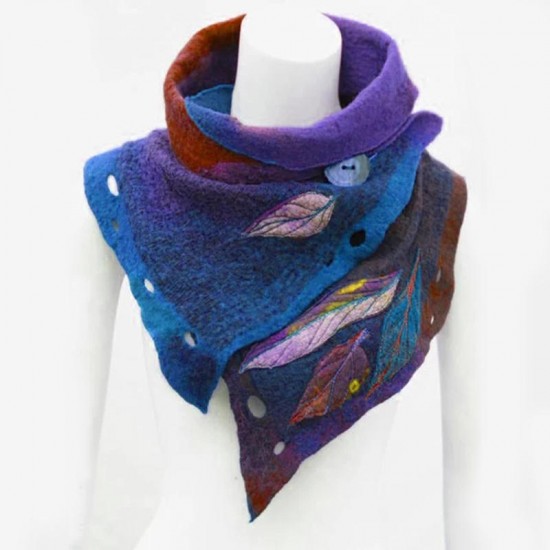 Women's Vintage Color-Block Leaf Boas & Scarf