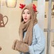 Womens Vintage Multi-purpose Cashmere Antlers Hood Hat Scarf Glove Winter Christmas Cartoon Cap