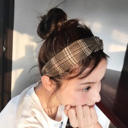 Womens Vogue Plaid Printting Headband Adjustable Good Elastic Stripe Hair Band