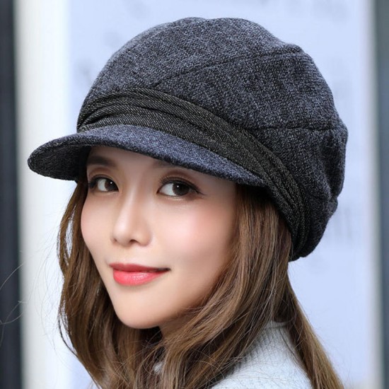 Womens Vogue Warm Earmuffs Beret Caps Outdoor Travel Flat Bonnet Hat