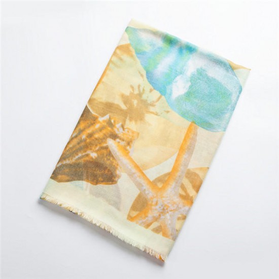 Women's Watercolor Printting Crinkle Scarf Lightweight Breathable Linen Spring Summer Shawl