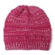 Womens Winter Cotton Knitted Ponytail Beanie Caps Thicken Earmuffs Messy Bun Hat