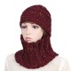 Womens Winter Knit Ponytail Hat with Scarf Suit Outdoor Warm Earmuffs Earmuffs Ski Beanie