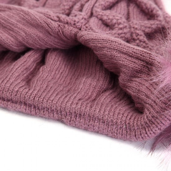 Womens Winter Warm Crochet Knitted Wool Beanie Hat Pompom Ball Ski Cap
