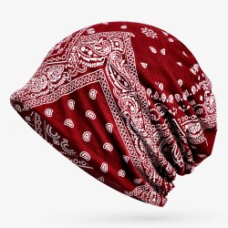 Womens Winter Warm Ethnic Earmuffs Beanie Hat Double Layers Print Skullcap