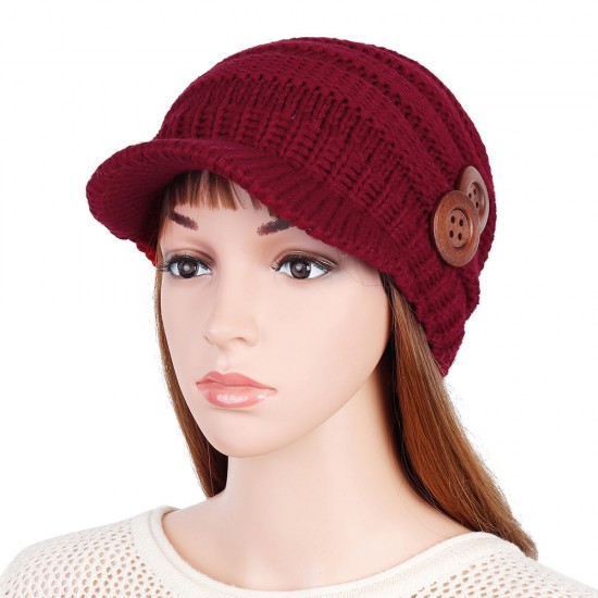 Womens Winter Warm Knitted Beanie Caps Cotton Earmuffs Stretch Brimless Hat