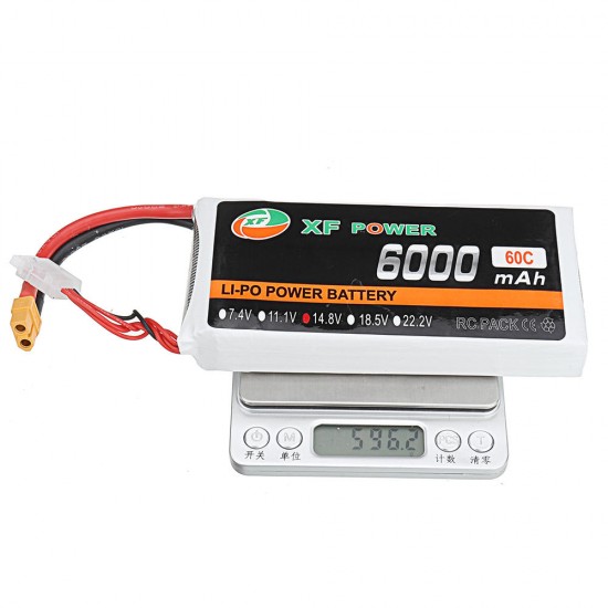 XF POWER 14.8V 6000mAh 60C 4S Lipo Battery XT60 Plug for RC Car