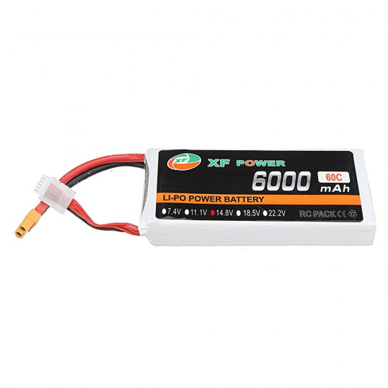 XF POWER 14.8V 6000mAh 60C 4S Lipo Battery XT60 Plug for RC Car