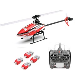 XK K120 Shuttle 2.4G 6CH Brushless 3D6G System RC Helicopter 4PCS 7.4V 300MAH Lipo Battery Version Compatible with S-FHSS